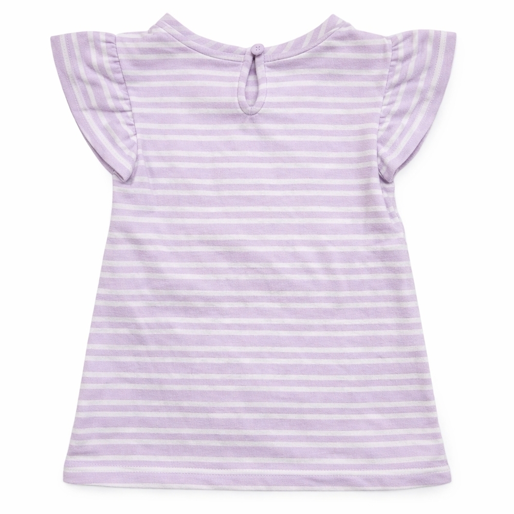 Cat & Jack Baby Girl Bunny Easter Dress 12M | Purple Striped Flutter Sleeve - Picture 3 of 9
